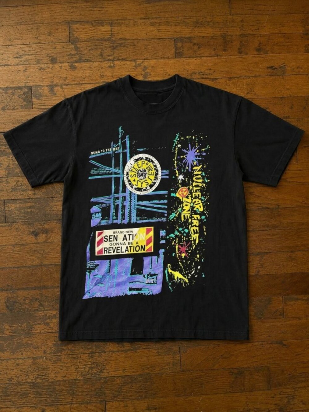 Sleep In Systems Graphic‎ T Shirt Mens Black Nuclear Free Zone